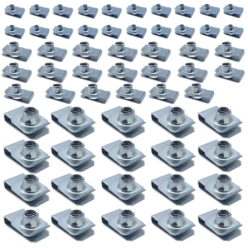 60 Pcs Stainless Steel U-Clip Nuts Set M6 M8 M10, 304 Grade Speed Clip Fasteners for Sheet Metal, Spring Steel Mounting Clips with Thread, Panel Fixing Kit