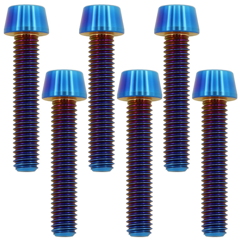 M6x30mm Titanium Bolts - Tapered Head Hex Socket Screws for Bike, Motorcycle, Marine | Corrosion Resistant in Salty/Humid Conditions, Lightweight Fasteners | Burnt Blue （6PC M6X30