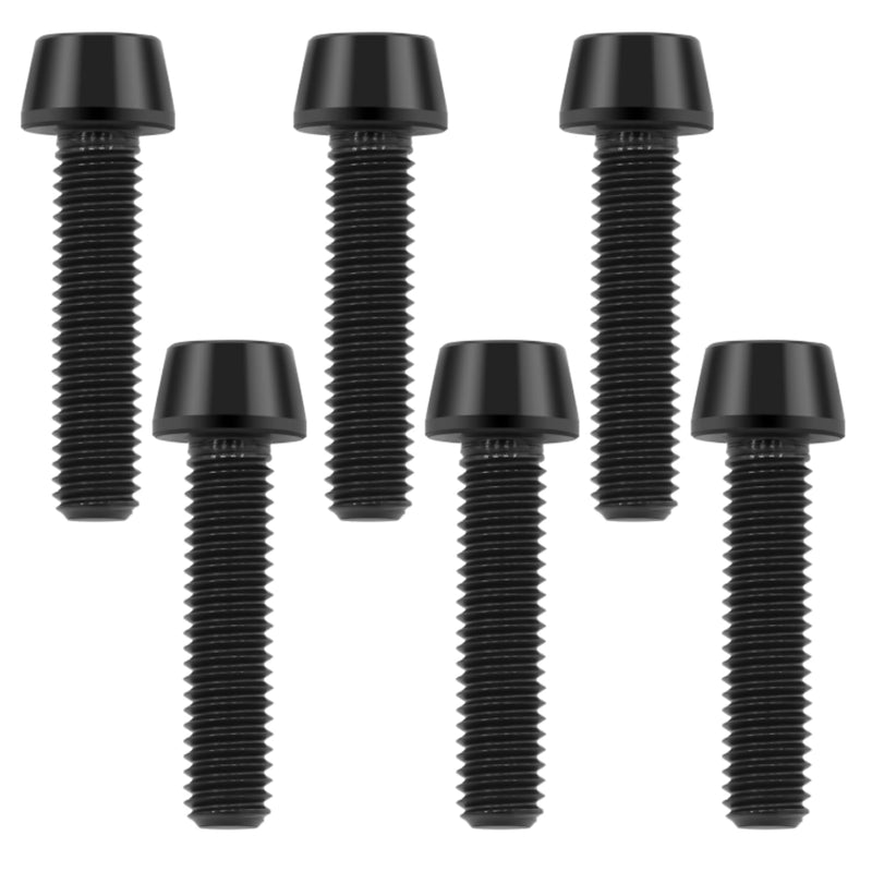 M6x25mm Titanium Bolts - Tapered Head Hex Socket Screws for Bike, Motorcycle, Marine | Corrosion Resistant in Salty/Humid Conditions, Lightweight Fasteners | Black （6PC M6X25