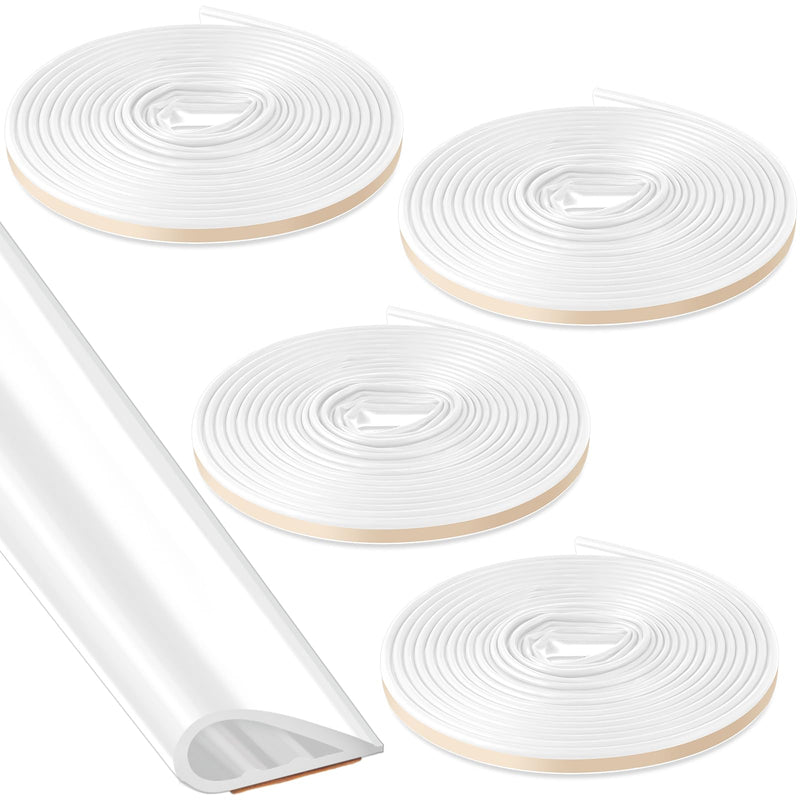 4 Pcs Adhesive Fire/Smoke Gasketing Flexible Silicone Rubber Gasket Smoke Seal for Door Window Indoor Outdoor Commercial Weather Stripping (0.5" W X 0.25" H X 20' L,White) 0.5" W X 0.25" H X 20' L White 4