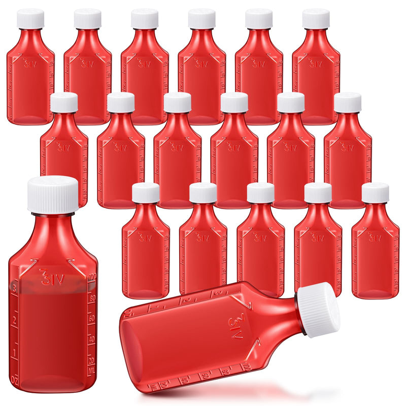 Reallnaive 20 Pcs 4 oz Liquid Medicine Bottle Oval Plastic Bottles Child Resistant Caps Medicine Bottle Adapter (Amber) Amber