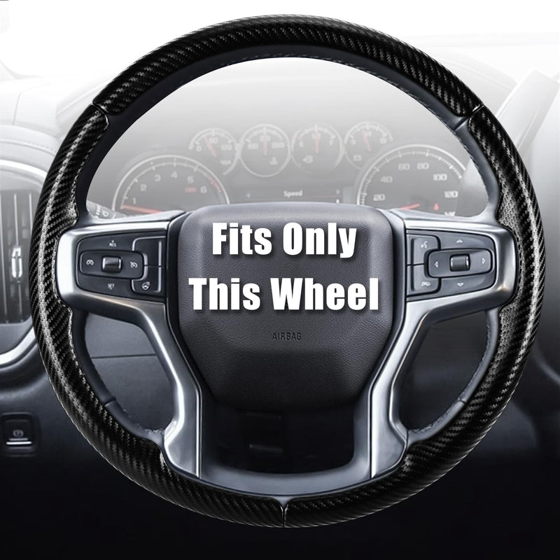 Aimato Customized Steering Wheel Cover for Chevy Silverado 1500 2019-2025/2500 3500 2020-2025/Blazer 2019-2025/Suburban Tahoe 2021-2024,Thin,Anti-Slip,Scratch-Resistant Car Accessory for Chevrolet Matte Black