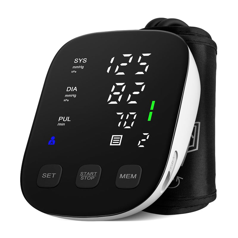 HealthTree Blood Pressure Monitor Upper Arm - Large Cuff(8.7"-16.5") Digital BP Machine with Backlit LED Display, 2x90 Memory, Heart Rate Monitor Sphygmomanometer for Home Use Black