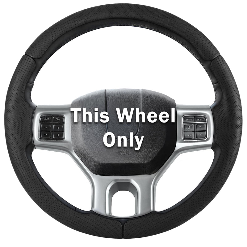 Steering Wheel Cover for Ram 1500, Car Steering Wheel Cover for Dodge Ram 1500 (2012-2018) 1500 Classic(2019-2023) 2500(2012-2018) 3500(2012-2018) 5500(2012-2018), Perforated Black Black Perforated Leather RAM 1500 (2012-2018)