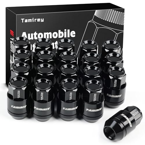 20pcs M14x1.5 Lug Nuts with Forged Aluminum Alloy Material Shell, 24 mm width/42mm Height, Compatible with 2014-2022 Ram 2500 3500, 2003-2016 Ford F250 F350 (Black) 20PCS Black