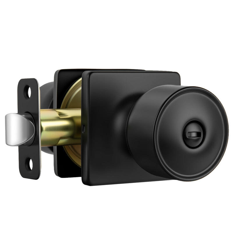 Goldenwarm Black Interior Door Knobs, Matte Black Privacy Door Knobs, Black Square Interior DoorKnobs for Bedroom, Bathroom, Modern Design (1 Pack) 1