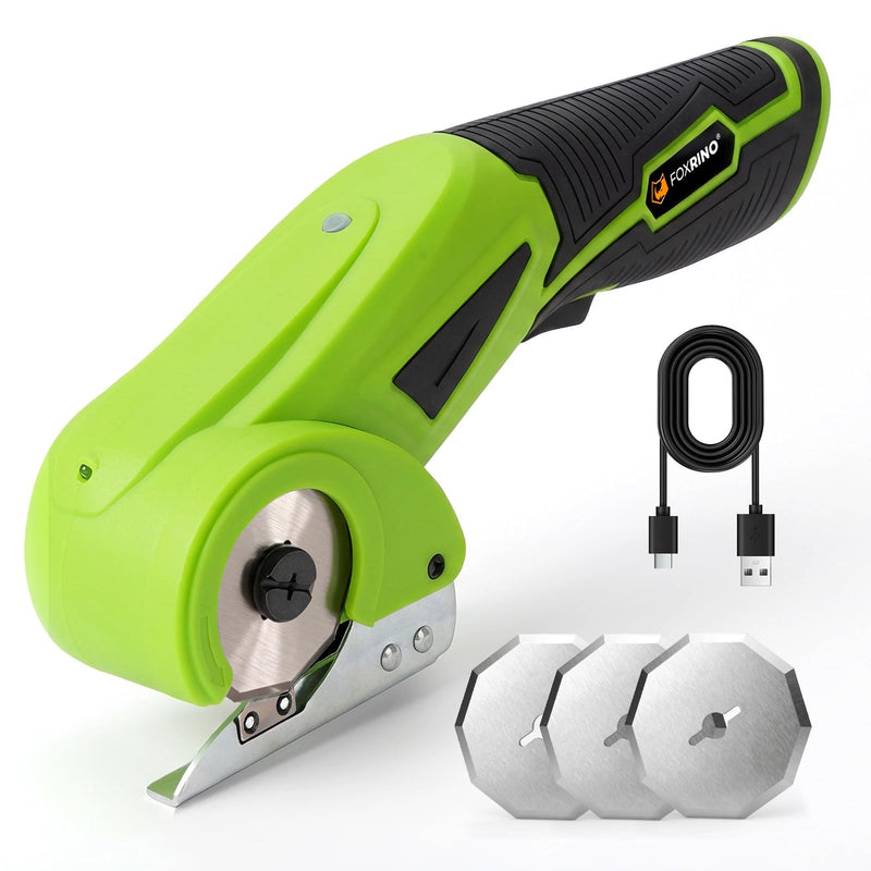 Foxrino Cordless Electric Cardboard Cutter & Power Scissors, 350RPM High-Torque Motor, 3 Alloy Steel Blades for Thick Cardboard - Heavy Duty Box Cutter, Practical Gift for Him Dad Father Day