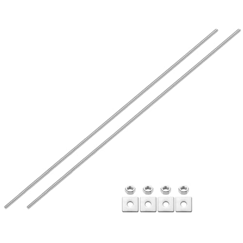 uxcell 2Pcs Fully Threaded Rod, M8-1.25 Thread Pitch 450mm Length Stainless Steel Right Hand Fully Threaded Studs with Nuts and Washers for Clamps, Hangers and U-Bolts M8 x 450mm 2