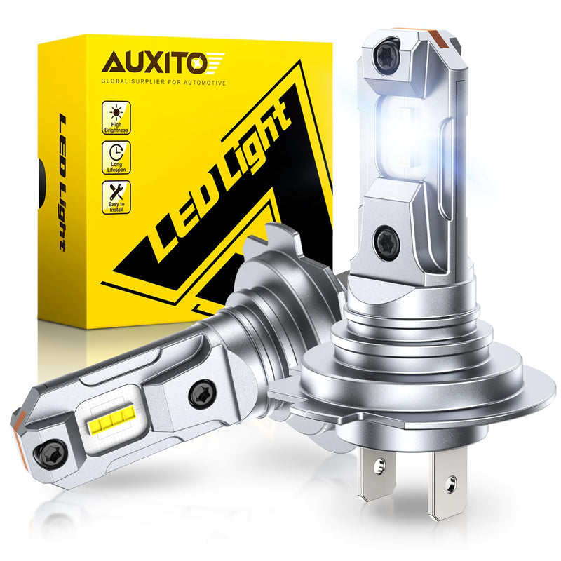 AUXITO H7 Bulb - 600% Brighter Output 6500K Bright White, Simple Plug & Play, 60000Hr+ Long Lifespan, Pack of 2