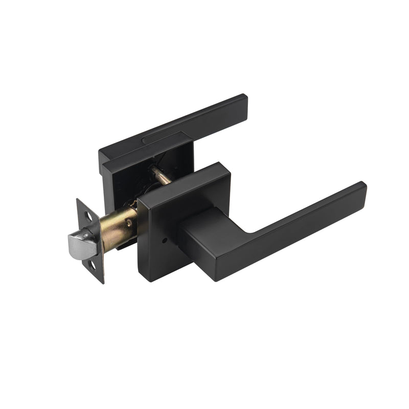 Matt Black Door Handles with Push Lock for Privacy, Zinc Door Handle with Square Rosette for Bath & Bedroom, Quick Release Lock & Easy Install 1 Matt Black