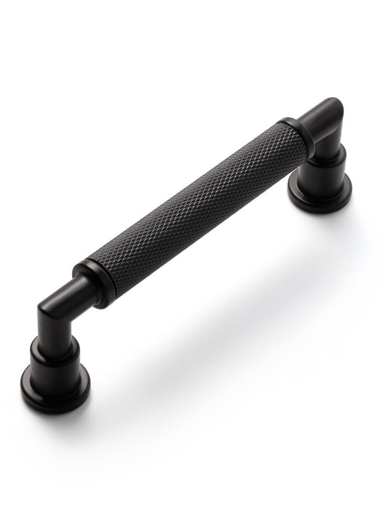 5 Pack Black Cabinet Pulls 3.75" Hole Center Knurled Drawer Pulls Bathroom Dresser Handles Hardware Bar Zinc Alloy 3.75" (96mm) Hole Centers 5