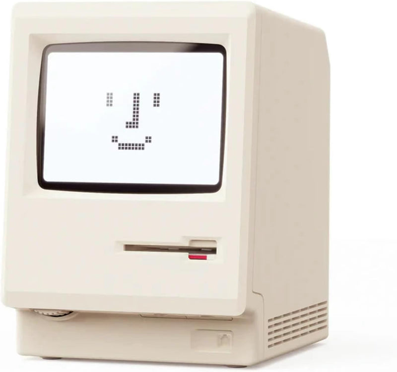 ANTPO Maclock WB-8 Retro Pixel Alarm Clock, 1984 80s Computer Style Electronic Digital Clock with LCD Display, USB Desk Clock for Bedroom, Multiple Alarms, Calendar, Temperature, Adjustable Brightness