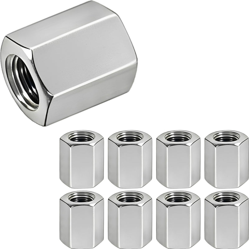 8 Pcs 304 Stainless Steel hex Coupling Nuts M16 x 2.0-Pitch 30mm ，Stainless Steel Rod Coupling Nuts(Metric) M16x2x30MM 8