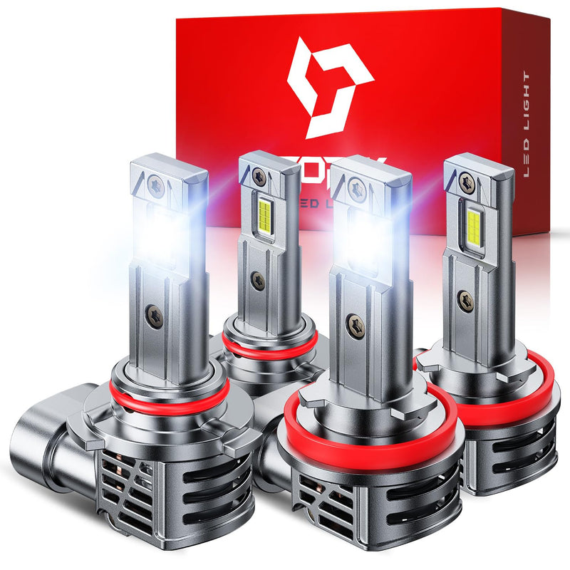 TOPIK H11 9005 Bulbs Combo, [Upgraded-Gen] 80,000LM 900% Ultra Brighter, H8 H9 HB3 Light Bulbs, Plug N Play, 20+ Years Long Lifespan, No Flicker, 99% Canbus Ready, Pack of 4 H11/H9+9005/HB3