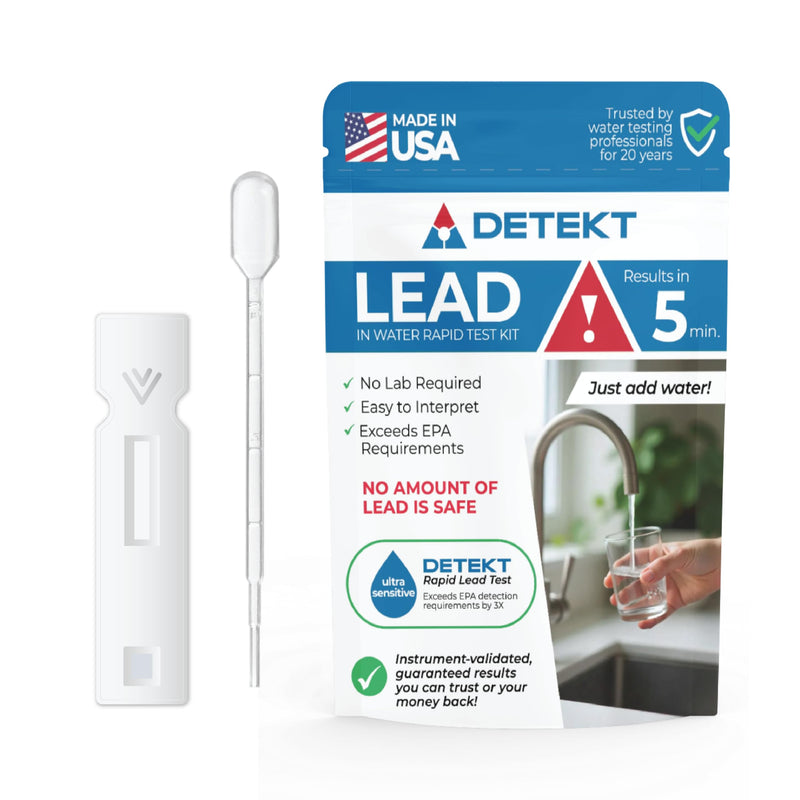 Lead in Drinking Water Test Kit by Detekt – Made in USA – Fast 5-Minute Results – Professional-Grade Accuracy – Consistent Quality & Expert Support – Easy DIY Home Test for Tap, Well & Filtered Water