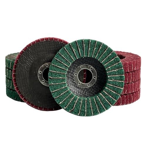 10Pcs 120 & 240 Grit Scour Flap Disc 4 1/2 Inch Coarse Polishing Grinding Wheel for Metal Stainless Steel Angle Grinder Scouring Pads Scuff Sanding Discs Paint Rust Remover Red Green Mixed Pack 10Pcs