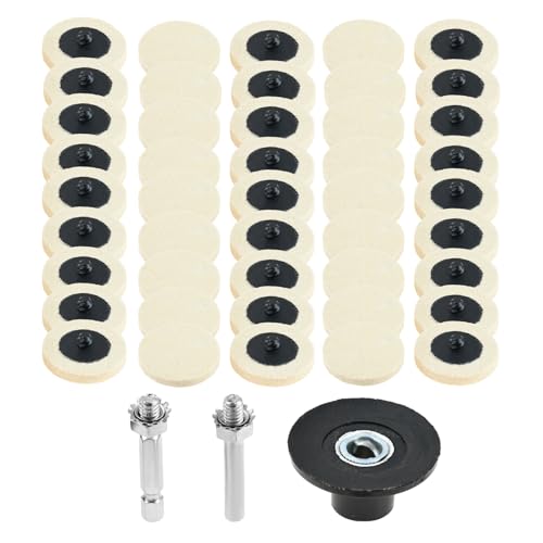 48Pcs 2 Inch Compressed Wool Polishing Wheels Buffing Pads with 1/4" Shank