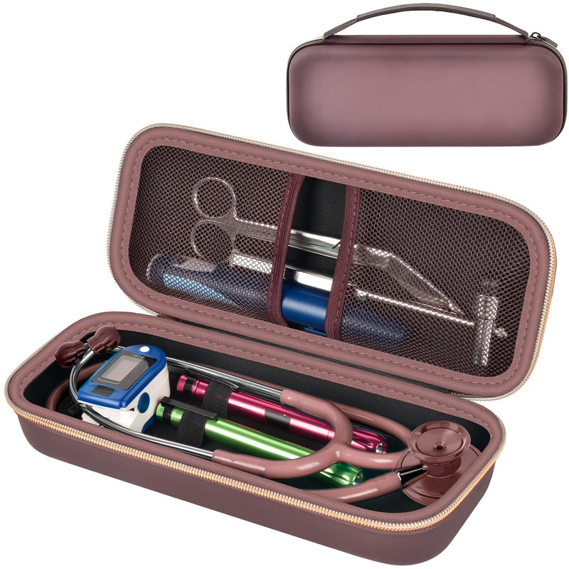 Stethoscope Case for 3M Littmann/for MDF,Nursing School Essential Organizer‌ | For Classic III Monitoring/Lightweight II S.E/Cardiology IV Diagnostic/Acoustica,Doctors/Students/Clinical/EMS Use, Case Only Brown