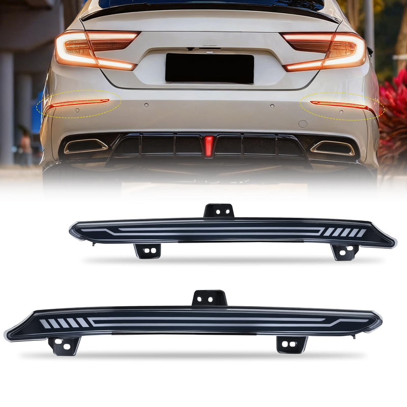 Nilight Rear Bumper Tail Light Compatible with 2018 2019 2020 2021 2022 Honda Accord 10th Smoke Lens LED Reflector Rear Bumper Lamp Brake Turn Signal Sequential Flashing Driving Taillights Replacement Honda Accord 10th 2018-2022