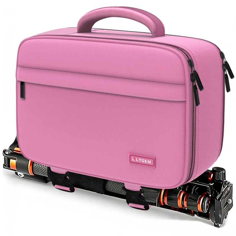 Camera Bag for Canon/Sony/Nikon DSLR SLR Camera and Multiple Lens Pink | Double Openings Camera Sling Bag for Travel with Tripod Strap, Shoulder Strap and 6 Divider