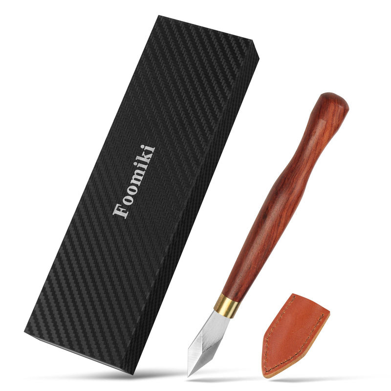Woodworking Marking Knife, Precision Dovetail Layout Scriber Tool | 7.09-inch Double Bevel High Carbon Steel Blade, Ambidextrous Ebony Handle with Leather Sheath