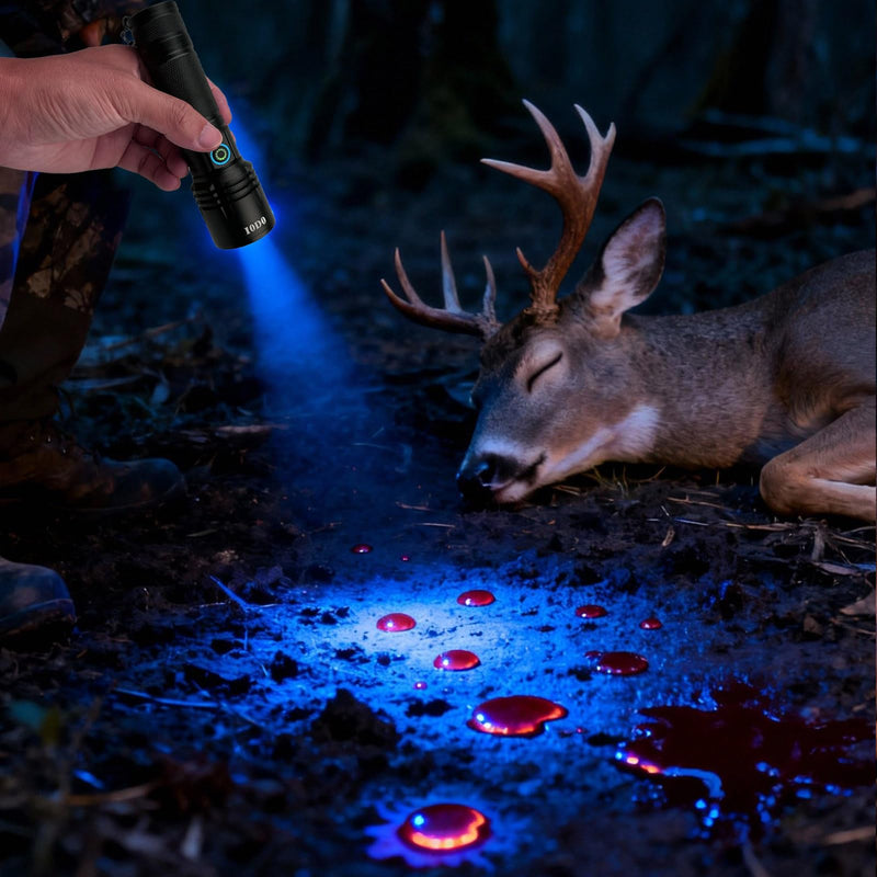 Rechargeable UV Blood Tracking Flashlight for Hunting at Night Hunting Black Light for Blood Detection,Spray Luminol Blood Will Glow UP (10W) 10W