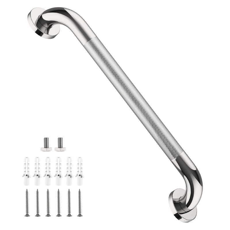 Shower Grab Bar 20 Inch, iHansee Chrome Bathroom Grab Bar w/Anti-Slip Knurled Grip - 1.25" Diameter, Stainless Steel Bath Safety Bars for Senior Elderly, Wall Mounted Toilet Bathtub Balance Handrail
