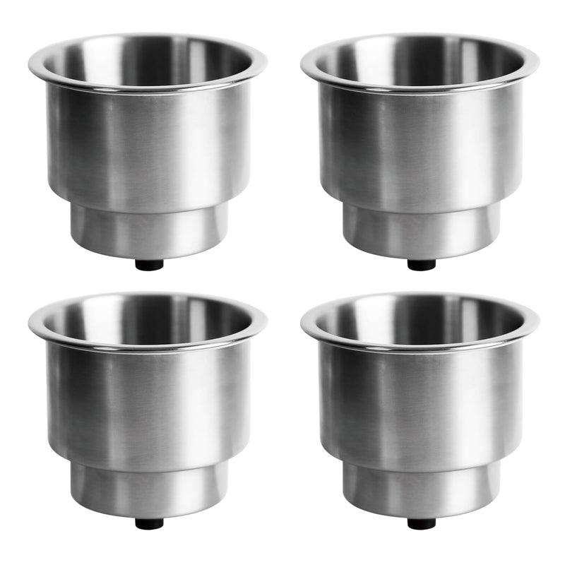 Boat Cup Holder 4 Pack, 316 Stainless Steel Marine Grade Drink Holder with Drain for Boat RV Camper Stainless Steel 316
