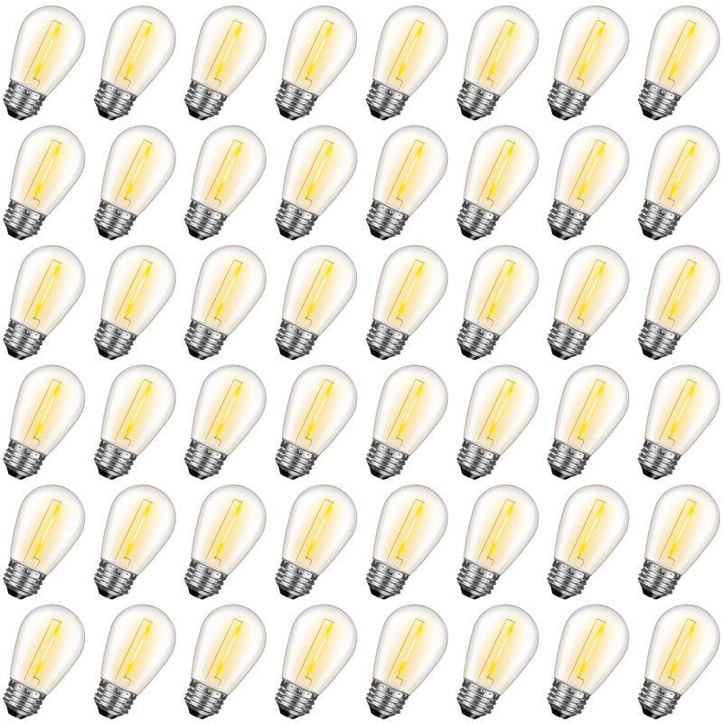 GvvooHome 48 Pack S14 LED Replacement Light Bulbs, Shatterproof Plastic 1W Outdoor String Light Bulbs for Patio, Garden, Waterproof, E26 Regular Medium Screw Base, Warm White 2200k Warm
