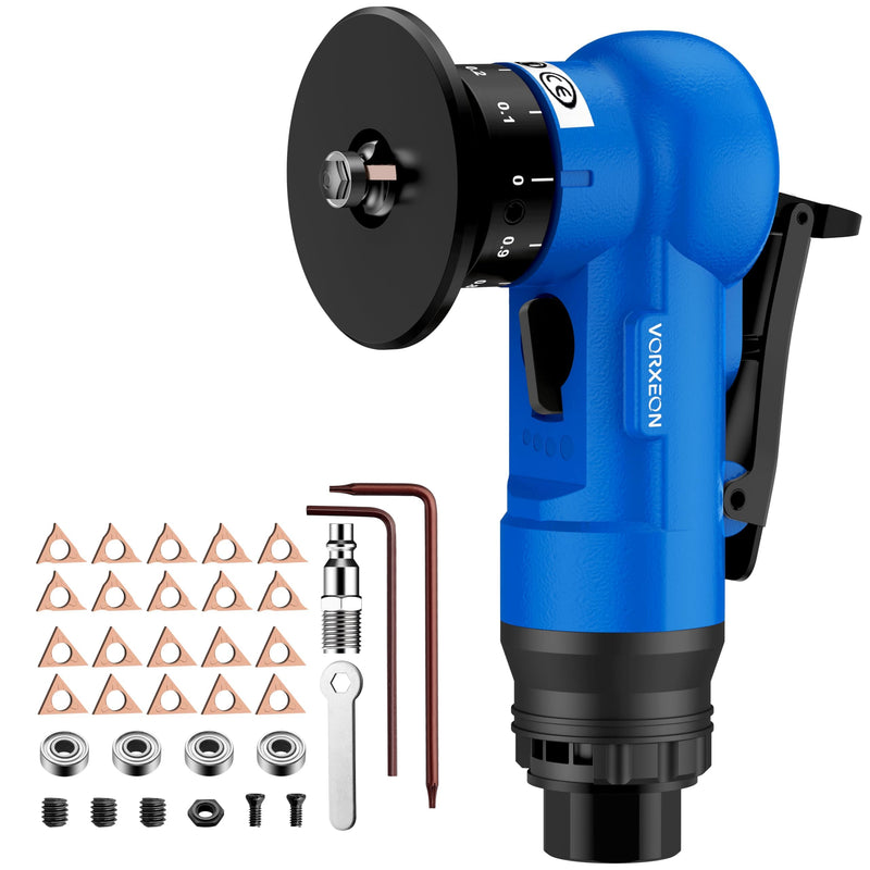 Pneumatic Chamfering Tool 22 Blades C & R Angle with 1/4" Air Inlet, 30000 RPM Blue Air Chamfer Tool, 0.1-0.9mm Micro-Depth Control for Metal, Wood, PVC Air chamfering tool Blue