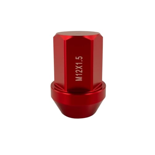 M12x1.5 Wheel Lug Nuts, Lightweight Aluminum Alloy Set, 20 Pcs Racing Red