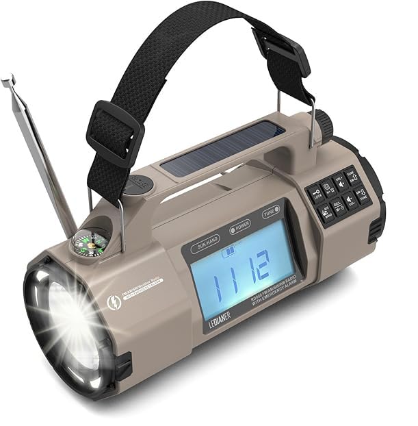 NOAA Weather Radio Emergency Radio with Hand Crank & Solar Charging | AM FM SW Weather Alert 5000mAh Battery, Phone Charger, Flashlight & SOS Alarm for Hurricane, Storm, Camping and Emergency Kit