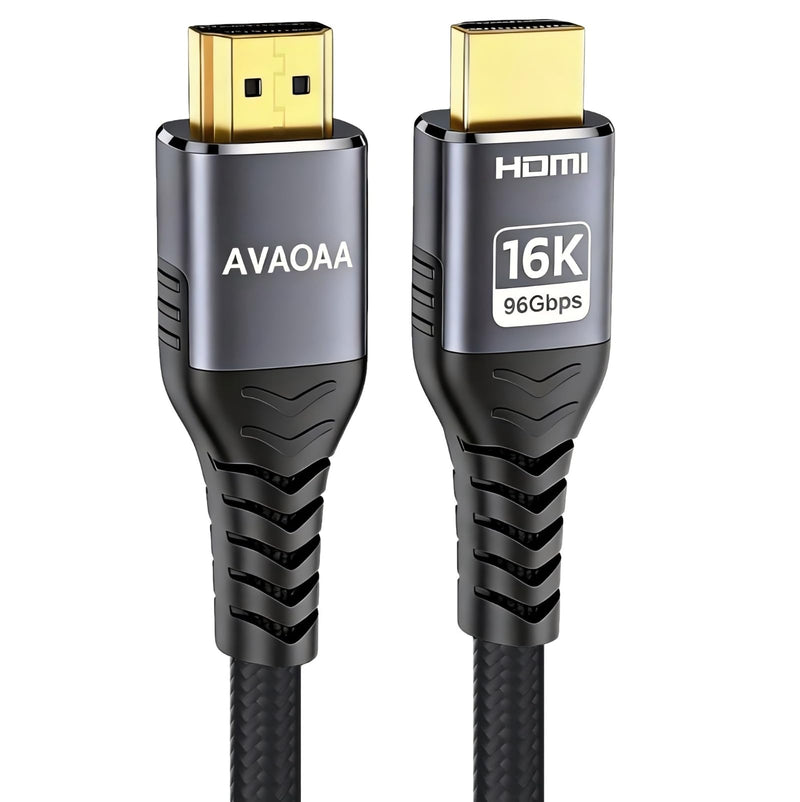 Avaoaa 16K HDMI Cable 2.2 96Gbps 16.4FT, Ultra High Speed Cable Support 8K/4K 240Hz 144Hz 120Hz 60Hz eARC HDR10+ HDCP2.3 HDMI Cord Compatible with PS5/Xbox/Switch 2/Roku TV/Mac Monitor Laptop DVD 16.4 ft（5M） HDMI 2.2(96Gpbs）