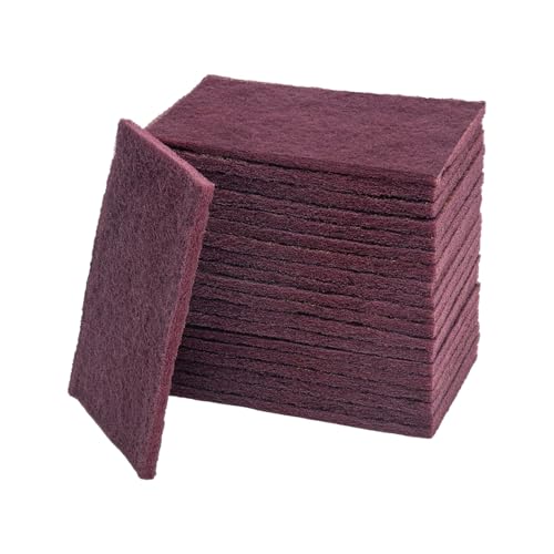 HYDRO MASTER Maroon Scuff Pads 6 x 9 Inch, 20 Pack Non-Woven Abrasive Sanding Pads, P320 Equivalent Surface Prep Pads for Paint Prep, Auto Body, Metal, Wood, Fiberglass, Wet & Dry