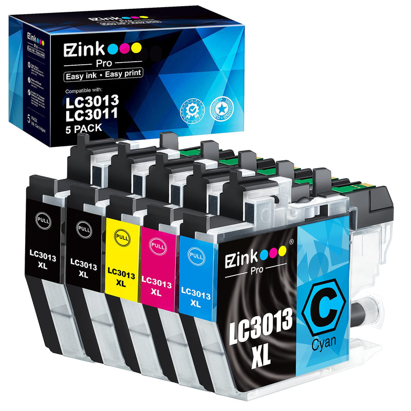 E-Z Ink Pro Compatible for Brother LC3013 Ink Cartridges LC3011 LC3013XL | LC3013 Ink Cartridges bk/c/m/y LC3011 LC 3013 for Brother MFC-J491DW MFC-J497DW MFC-J895DW MFC-J690DW (2B/1C/1M/1Y-5 Pack) LC3013XL_05P-2B1C1M1Y LC3013XL-5P