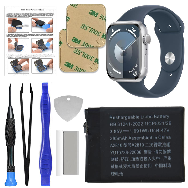 Replacement Battery Kit Compatible with Apple Watch Series 8 41mm, with Tools, Manual, Tape