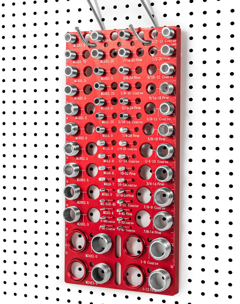 56 Thread Checker, VEXTHYX 30 Standard and 26 Metric nut and Bolt Thread Gauge, SAE & Metric Bolt Size Finder for Bolt Gauge Measuring, wall-mountable Bolt Thread identifier Tool with Inch & CM Ruler