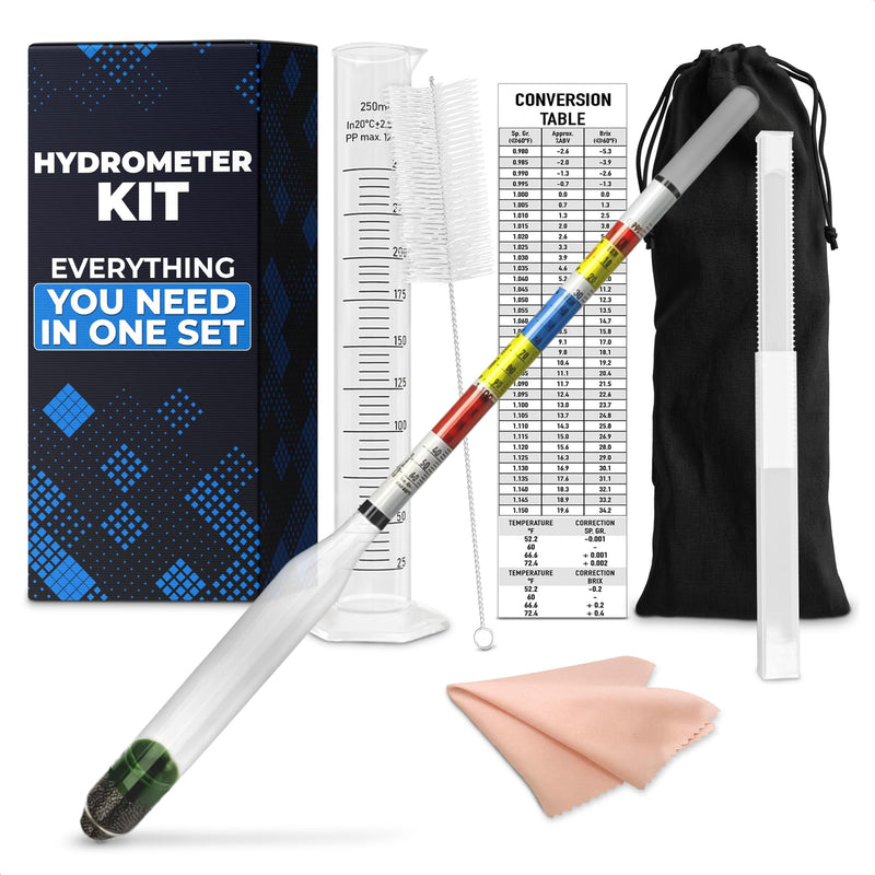 Triple-Scale Hydrometer Kit with Plastic Test Jar for Wine, Beer, Mead and Kombucha - Alcohol Tester, Hydrometer Alcohol, ABV, Brix & Gravity Tester - Brewing Supplies, Valentine Day Gift for Brewers