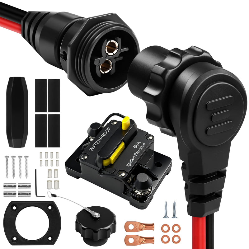 MKR-27 60 AMP Circuit Brea ker 1865115 &1865120 MKR-28 Trolling Motor Plug for Minn Kota Freshwater and Saltwater Marine Battery Boat Accessory Waterproof 12V 24V 36V 48V Trolling Motor Plug Kit