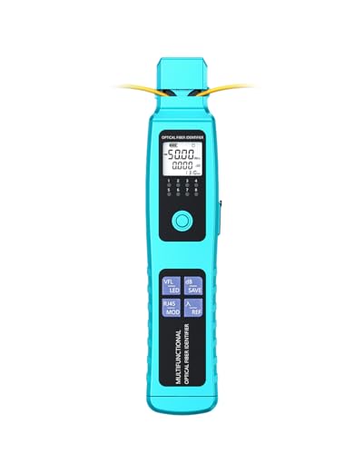 Fiber Optic Identifier with Power Meter Red Light Source, 5-in-1 All-in-One Tool for Single - Multi-Mode, Rechargeable Fiber Direction Tester with Clamp, Measuring Range -70-10dBm