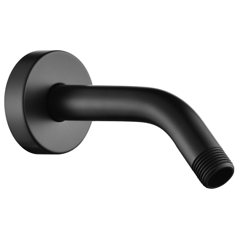 BRIGHT SHOWERS Shower Arm with Flange, Solid Brass 6 Inch Wall Mount Shower Head Extension, Extra Thick All Metal Shower Pipe Arm and Shower Neck Replacement, Matte Black Basic 6 Inch