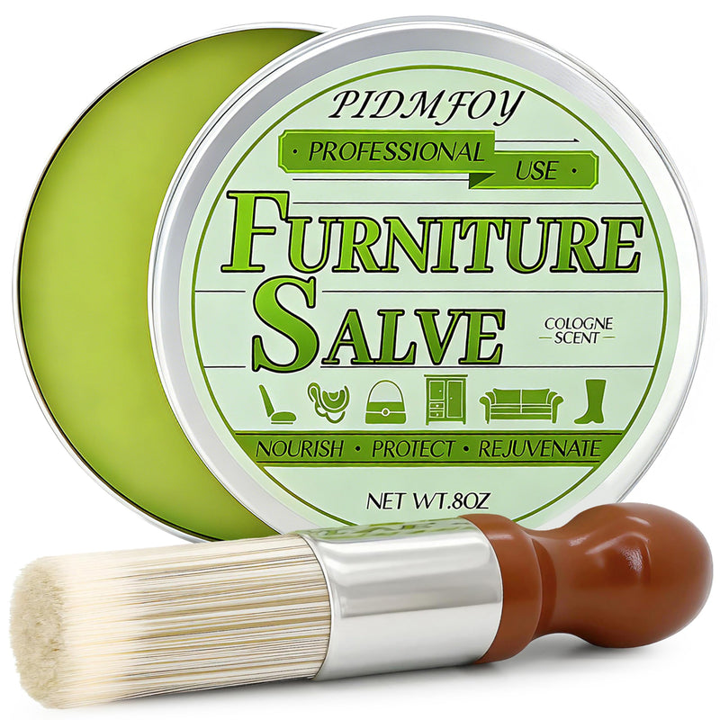 Furniture & Leather Repair Salve with Brush, Wood, Vinyl, Leather, Polisher, Cleaner and Conditioner for Furniture, Saddle, Moisturizer, Restorer for Car Seat, Couch, Shoe, Purse, Boot - 8oz