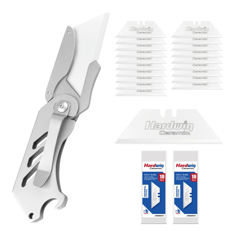 Premium Zirconia Ceramic Utility Knife Blades - 20Pack with Free Metal Holder, Rustproof for Craft & Precision Box Cutting 20