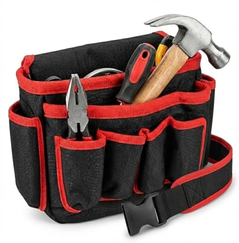 Tool Belts for Men, Sturdy Polyester Tool Pouch Holster Large Capacity Multi Pocket Belt Bag, for Organized Electricians Carpenters Screwdrivers Wrench Pliers