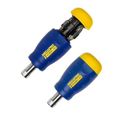 MEGAPRO® 13-in-1 Stubby Multi-Bit Screwdriver | Compact Driver | Small Screwdrive | Multi-bit Screwdriver for Tight Spaces