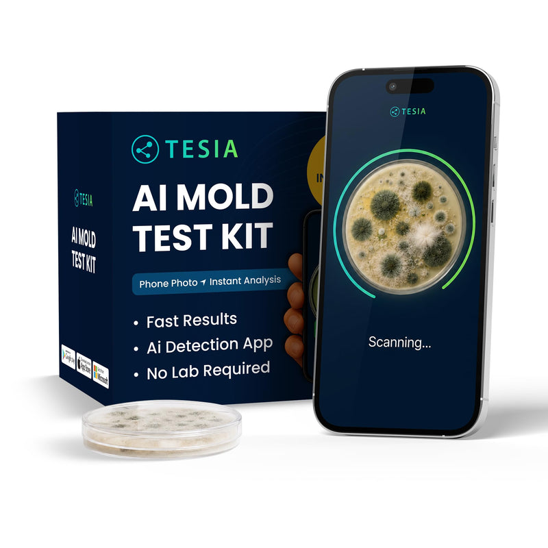 TESIA AI Mold Test Kit for Home, 8 Air & Surface Tests + 30 App Scans, Guided Results & Next Steps, No Lab Required, DIY Mold Detection for HVAC, AC Vents, Bathroom, Basement