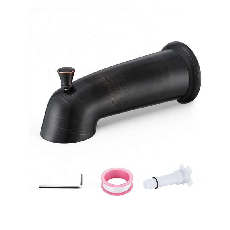 Slip On Bathtub Spout with Diverter, Extra Long 6 Inch Bathtub Spigot, Shower Spout with PTFE Tape & Hex Wrench, Fits for 1/2" IPS Threads,Oil Rubbed Bronze Oil Rubber Bronze