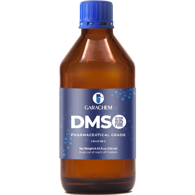 GARACHEM Pharmaceutical Grade 99.9% Pure DMSO in a Glass Bottle, Pure Liquid Dimethyl Sulfoxide 8 OZ, Non-Diluted, Low Odor