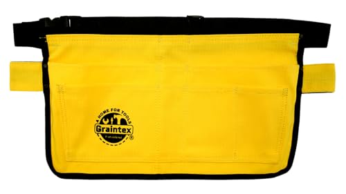 Graintex 7 Pocket Waist Tool Apron, Premium Quality Ripstop Canvas with Reinforced Stitching, Adjustable Webbing Belt, Multi-Purpose Tool Holder for Carpenters, Electricians, DIYers Yellow