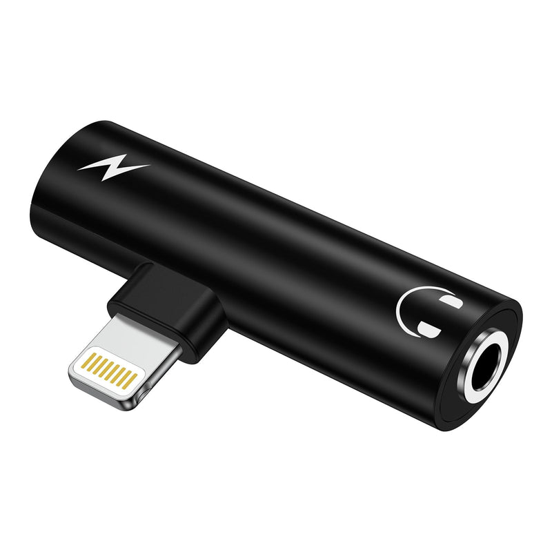 [Apple MFi Certified] Lightning to 3.5mm Headphone Adapter and Charger | 2-in-1 Lightning to Aux Jack Adapter & Fast Charger iPhone Dongle Audio Splitter for iPhone 14 13 12 11 Pro XR XS Max X 8 7 6 Black